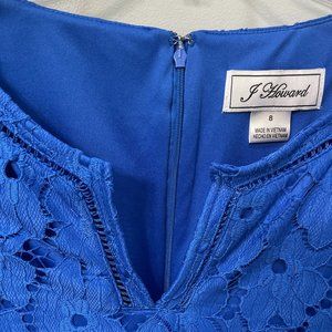 Blue V-Neck Lace Shift Dress Size 8